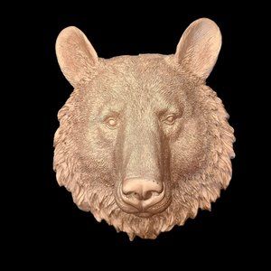 Gold Bear Head Wall Mount Faux Taxidermy Bust